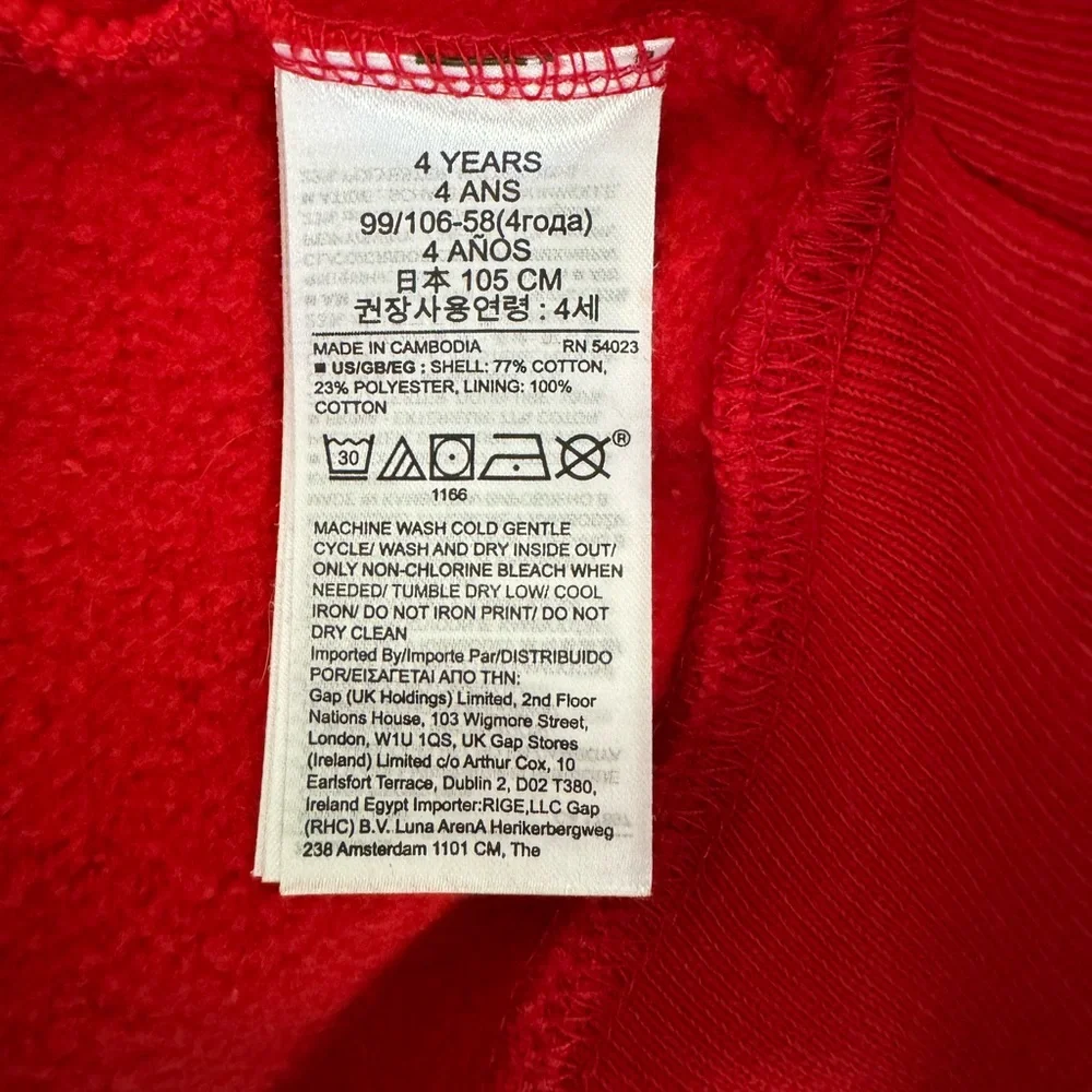 babyGap Disney Red Minnie Mouse Graphic Hoodie Dress Size 4